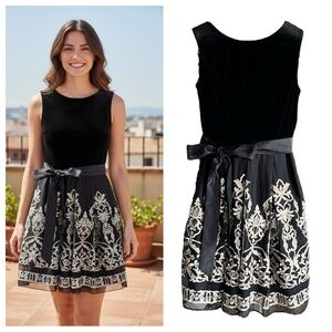 Roz & Ali velour and lace dress